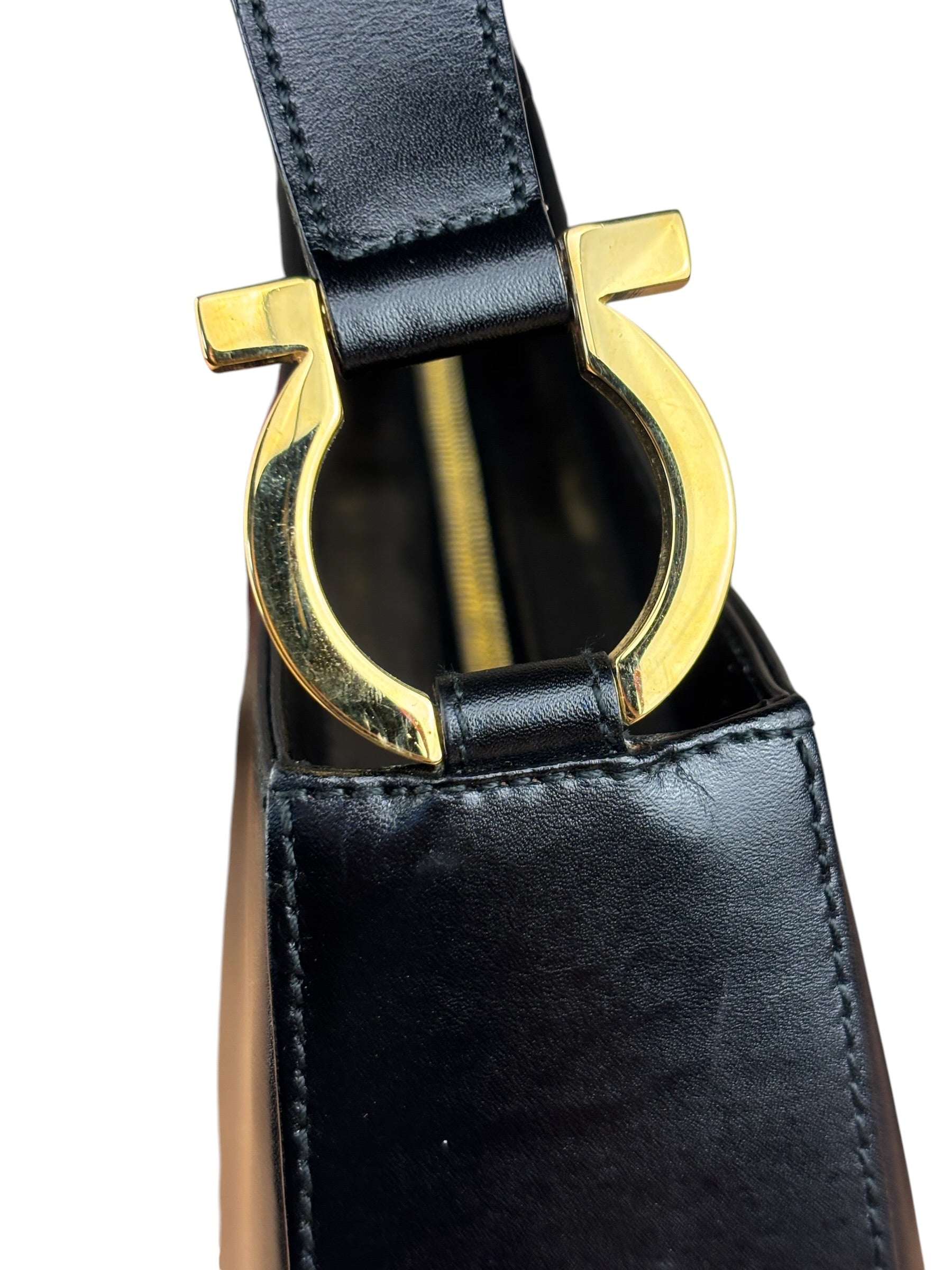 Salvatore Ferragamo Black Leather Hobo Bag