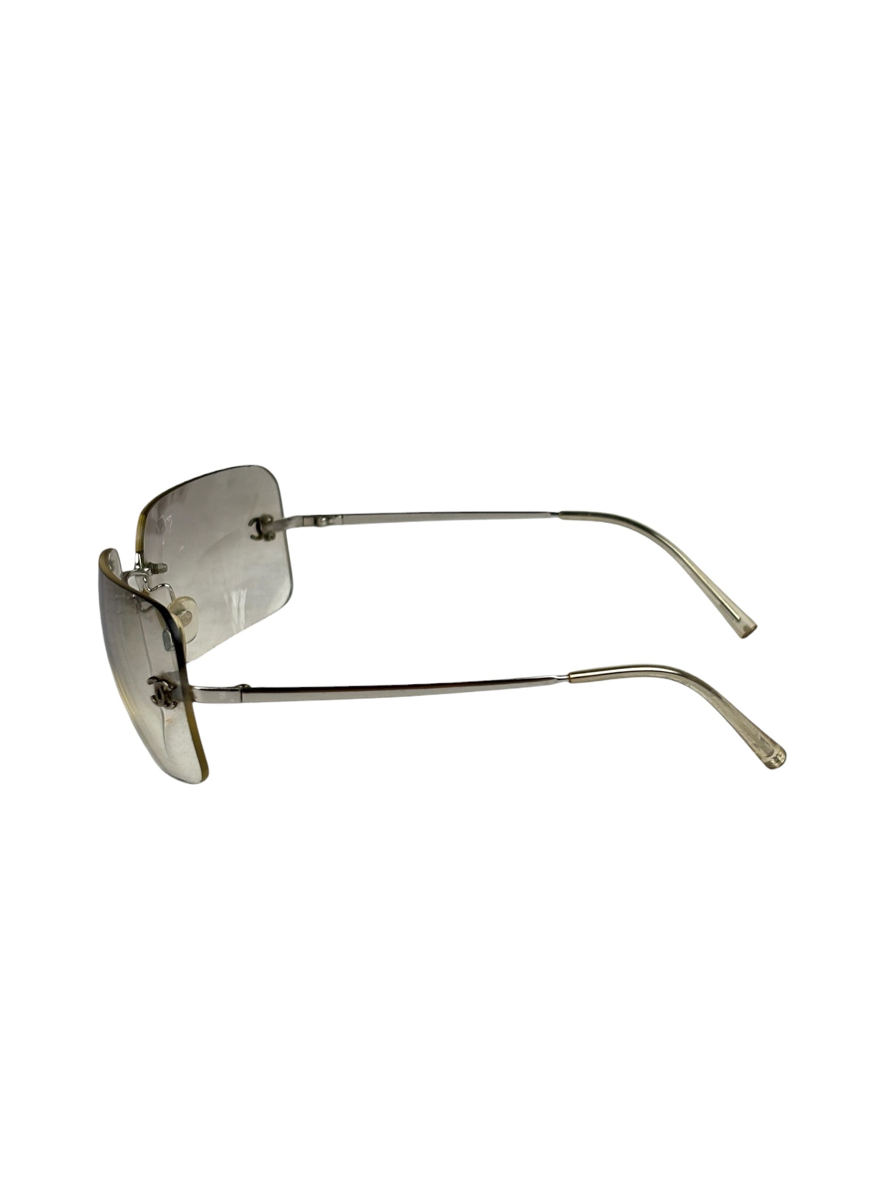 Chanel Y2k Silver Rimless 4017-D Sunglasses