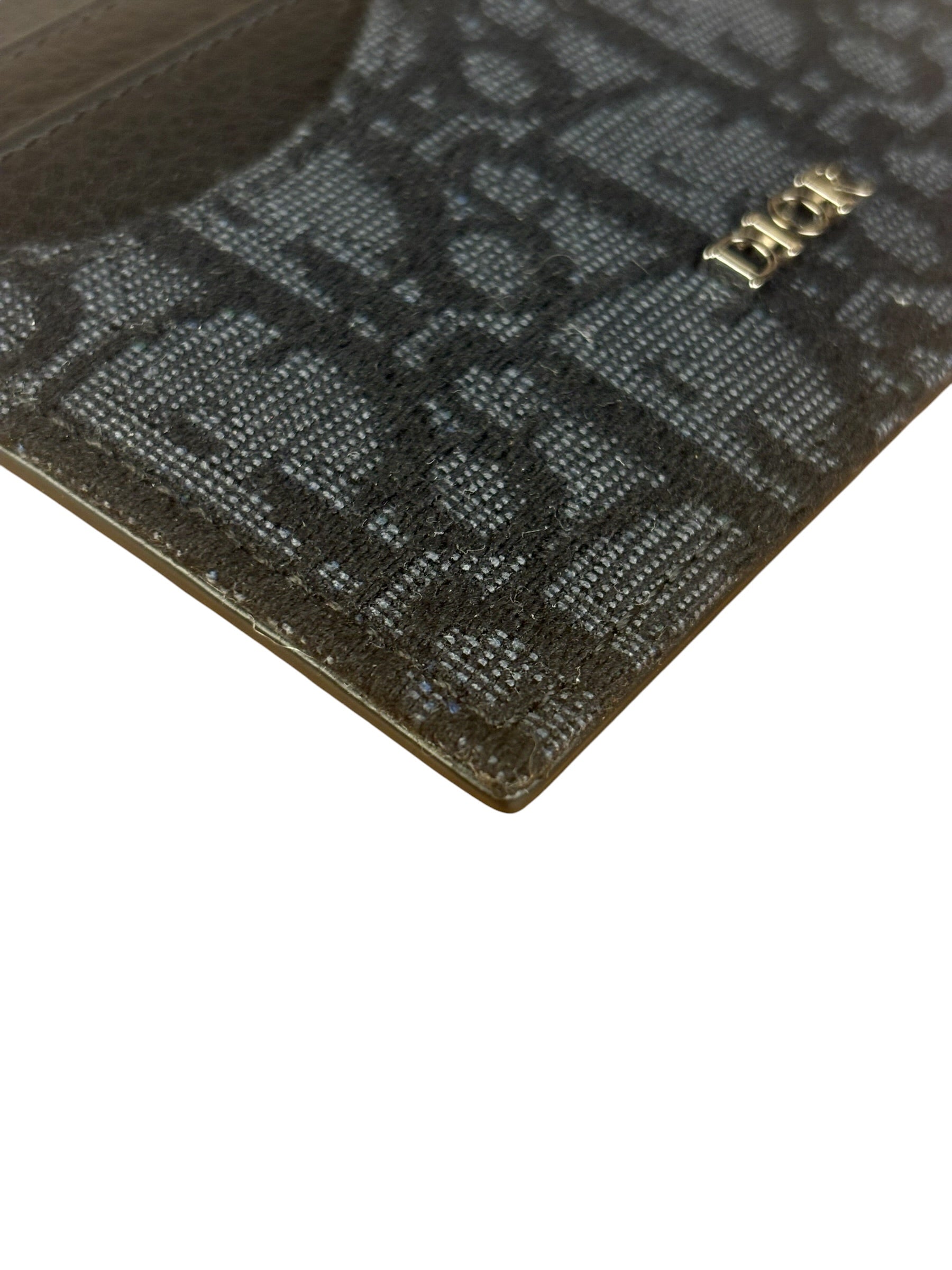 Christian Dior Black/Grey Oblique Jacquard Card Holder