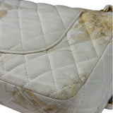 Chanel White Denim/Leather Trim Greek Collection Flower Double Flap Bag 2018