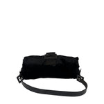 Fendi Black Leather Trim Plush Rabbit Fur Baguette