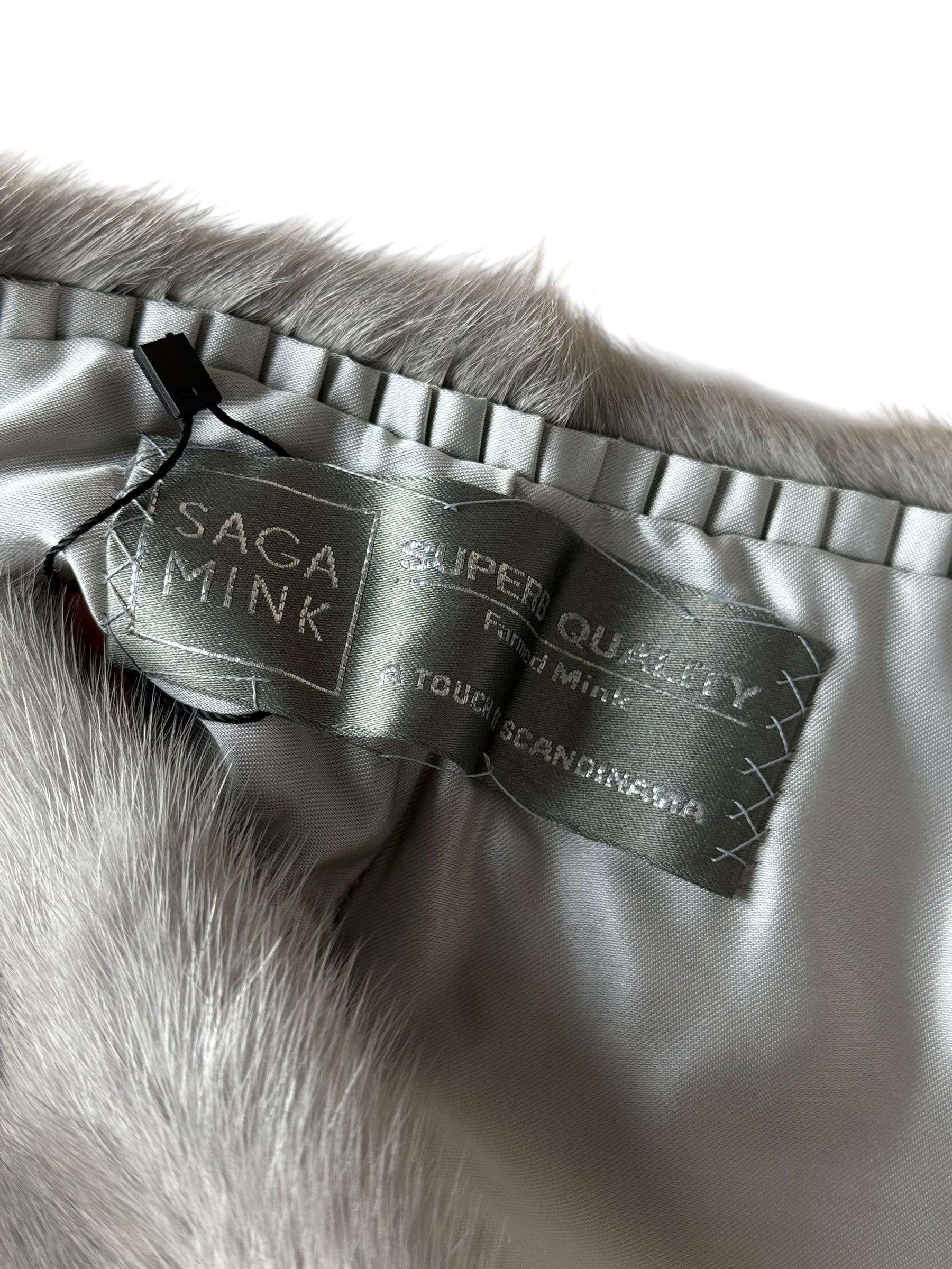 Saga Mink Vintage Grey Fur Tailed Shawl
