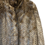 Vintage Dark Brown Chevron Fur Coat