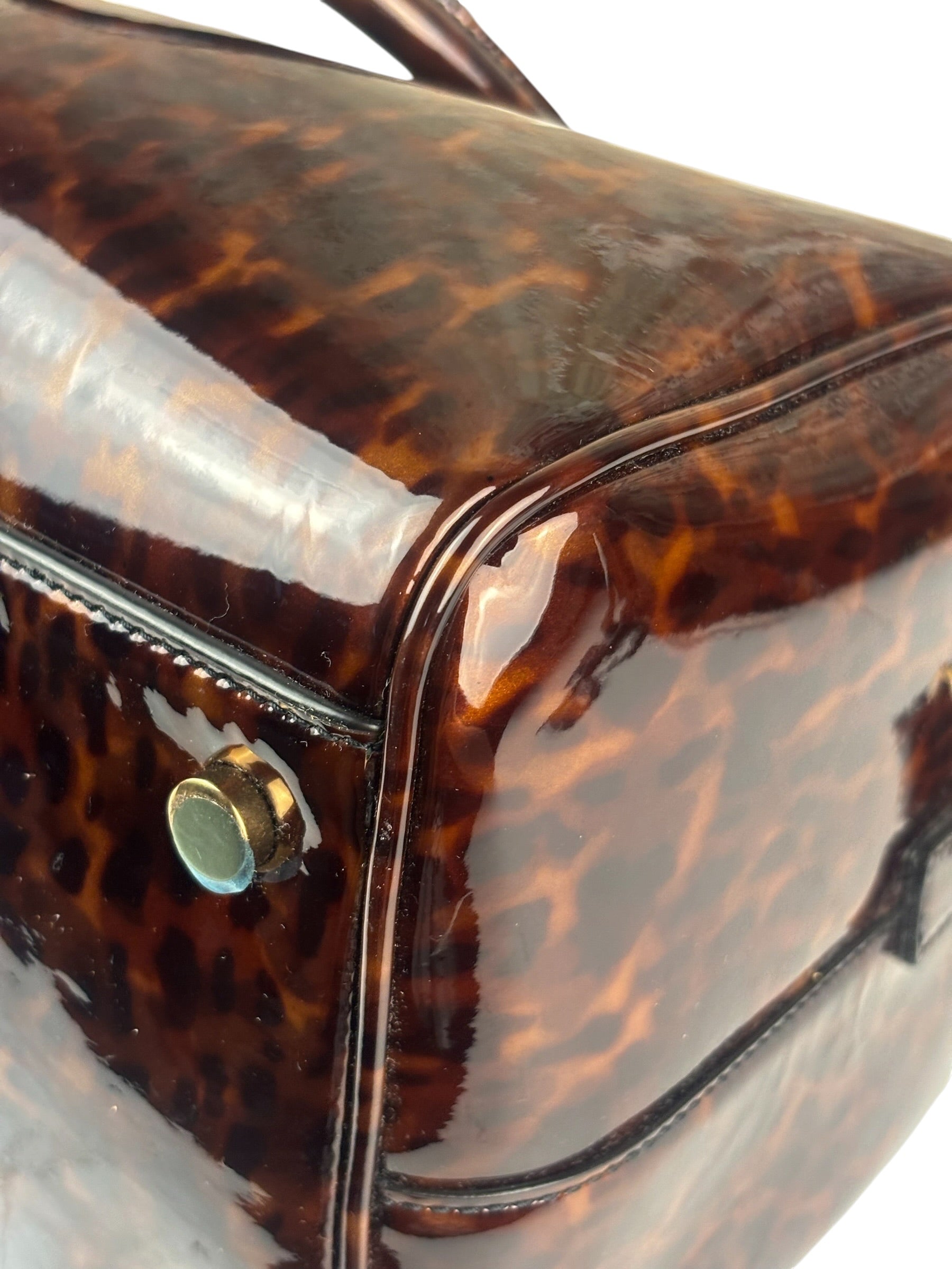 YSL Patent Leather Tortoise Shell Duffle