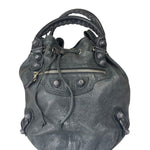 Balenciaga Grey Lambskin Giant Brogues Pompom Two-Way Bag