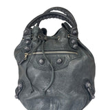Balenciaga Grey Lambskin Giant Brogues Pompom Two-Way Bag