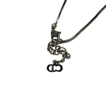 Christian Dior Silver Trotter Number 2 Oblique Pendant Necklace