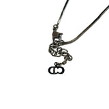 Christian Dior Silver Trotter Number 2 Oblique Pendant Necklace