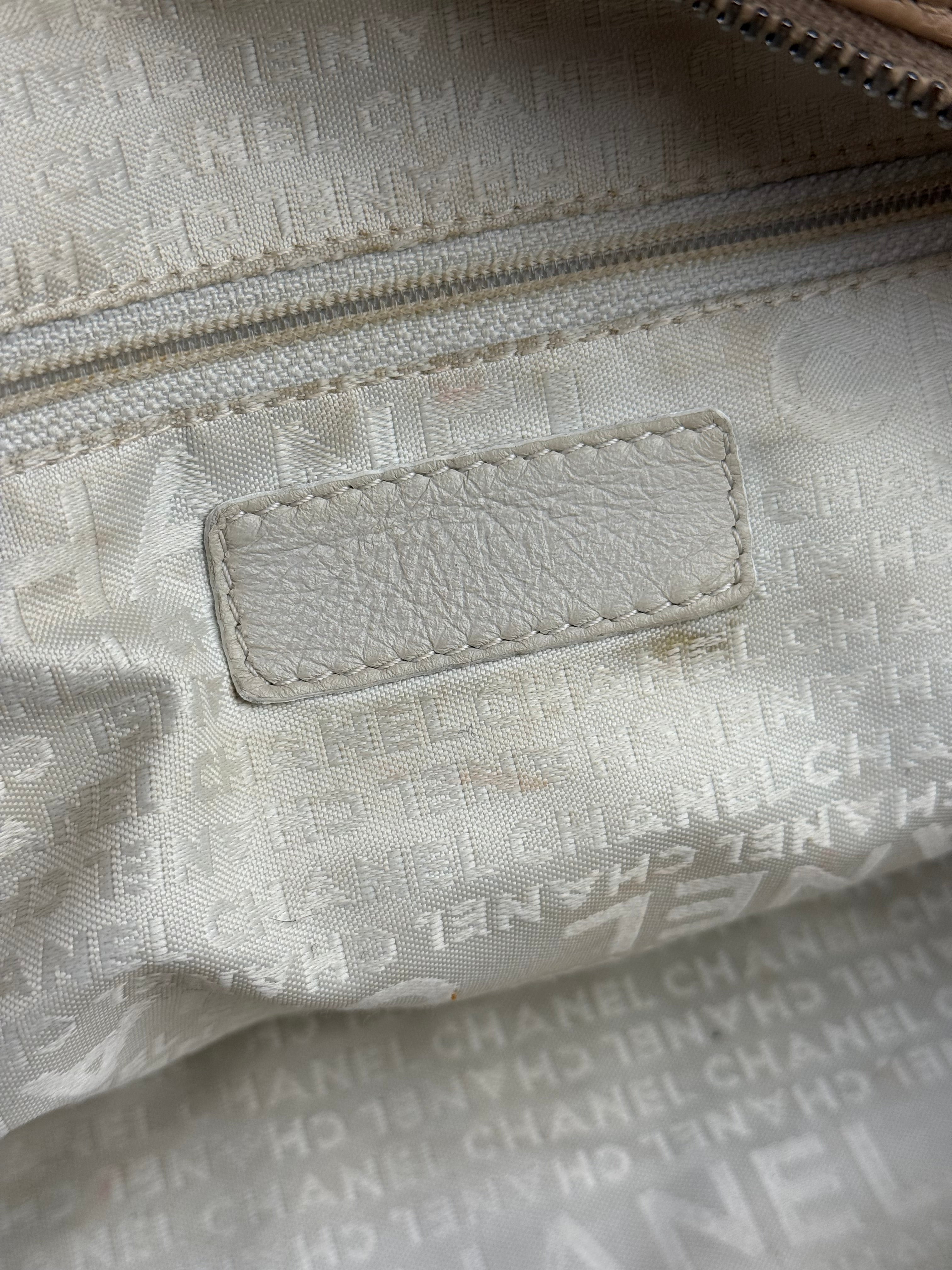 Chanel Beige Leather Chocolate Bar Bowler Bag 2004