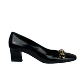 Gucci Women's Gold Horsebit Signora Black Leather Pumps
