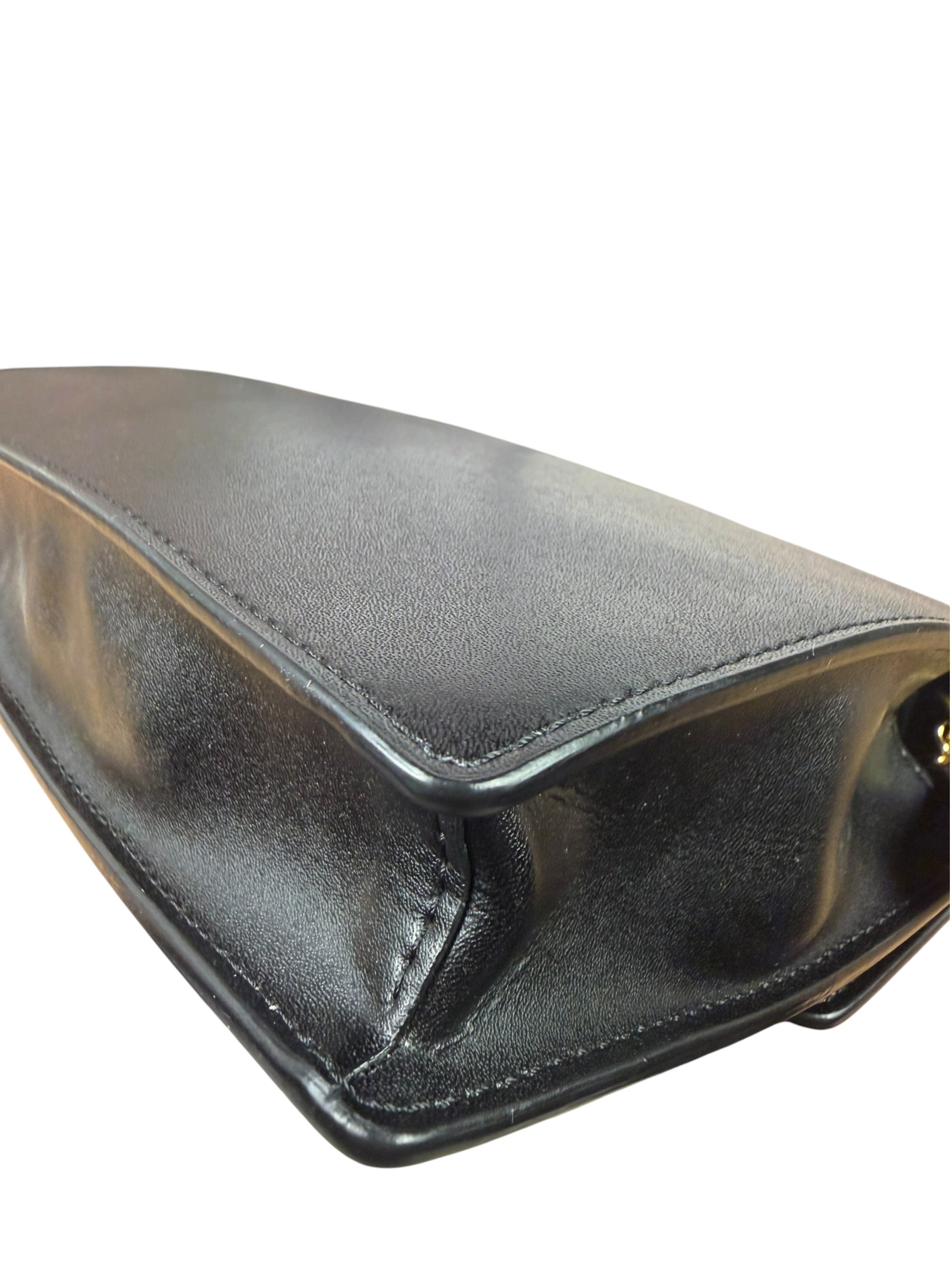Fendi Black Leather Envelope Wallet On Chain