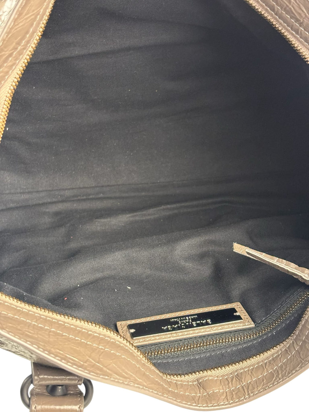 Balenciaga Stone Grey Patent Leather Moto Work Two-Way Bag