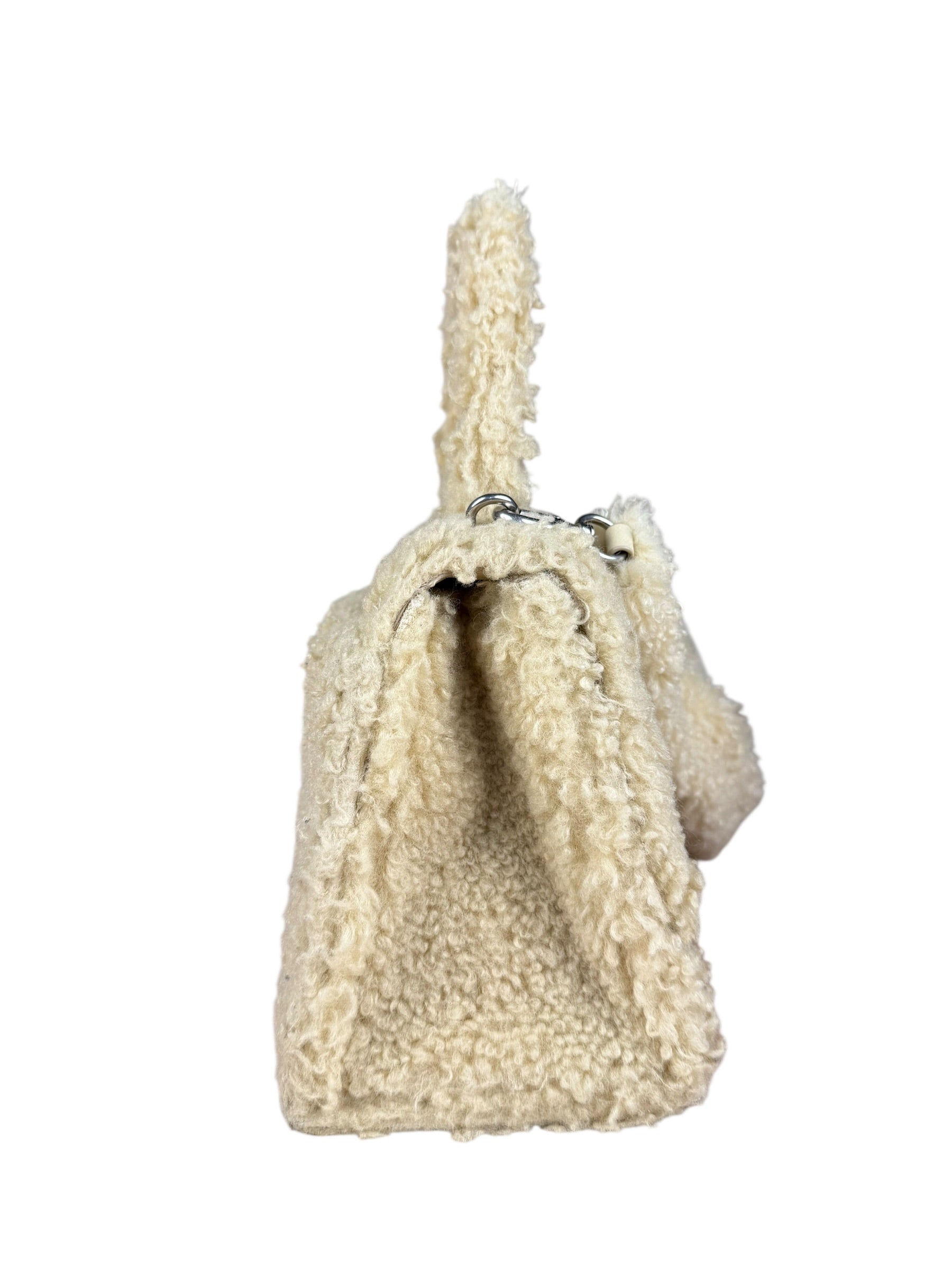 Balenciaga Furry Hourglass 2Way Handbag Beige