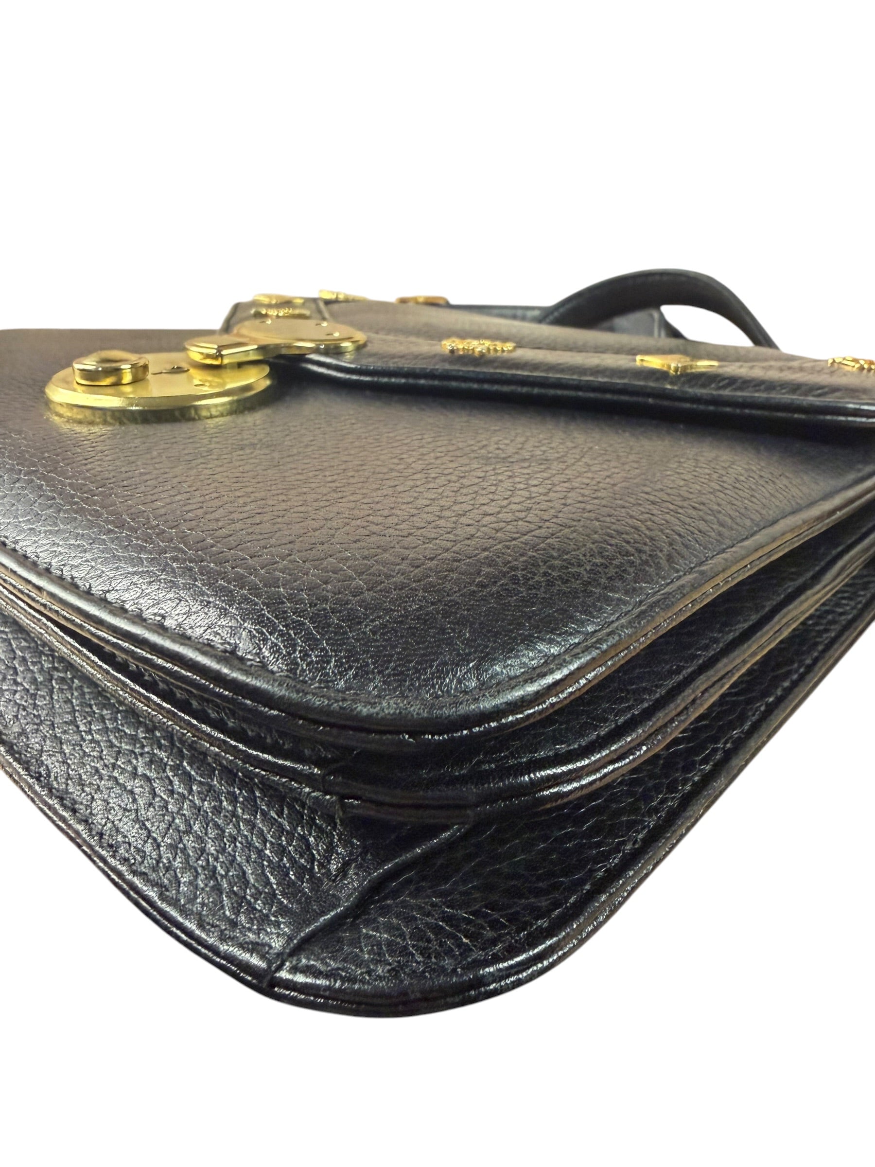 MCM Vintage Black Leather Crossbody Bag