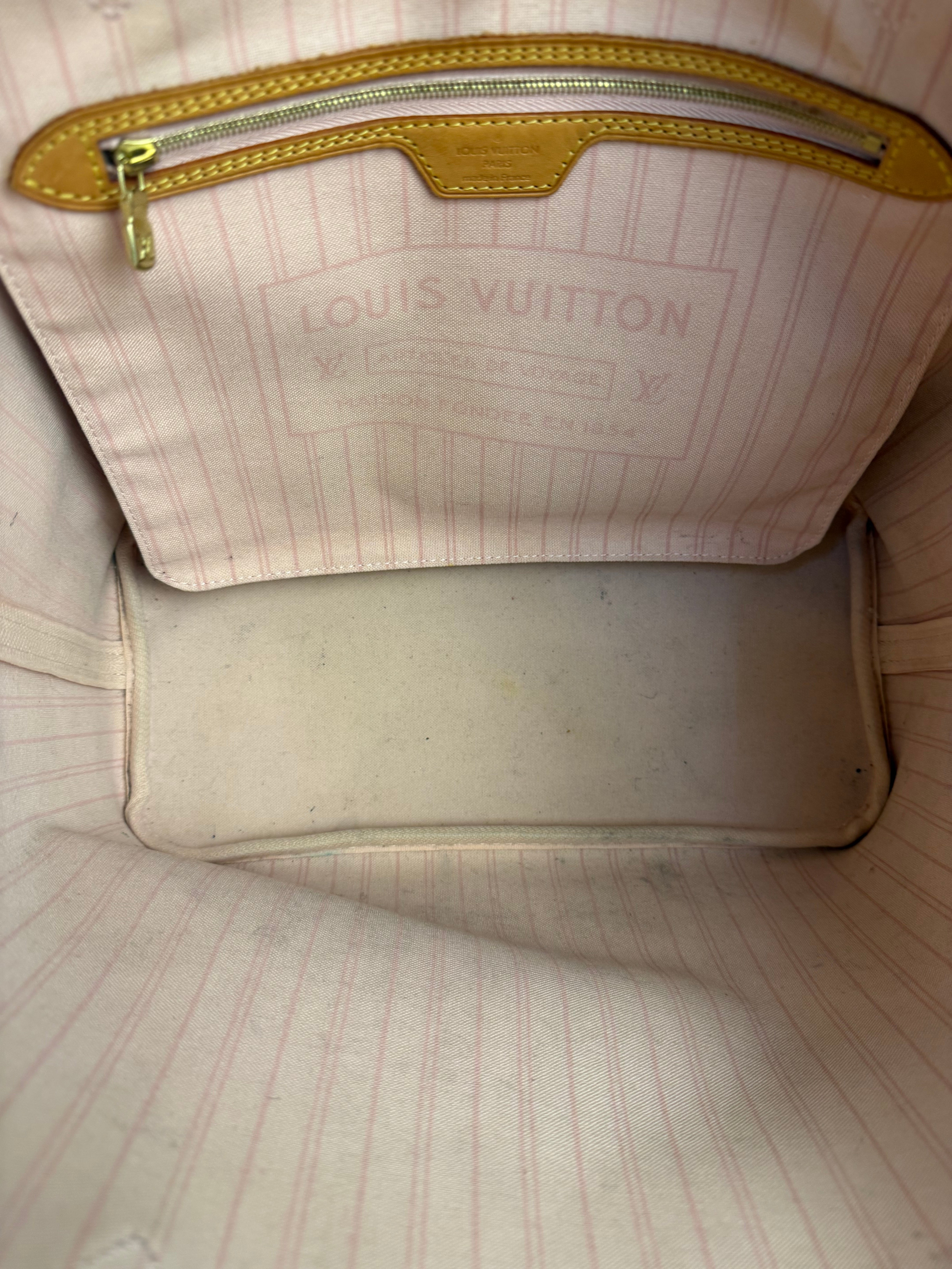 Louis Vuitton Neverfull MM Damier Azure Rose Interior w/ Pouch