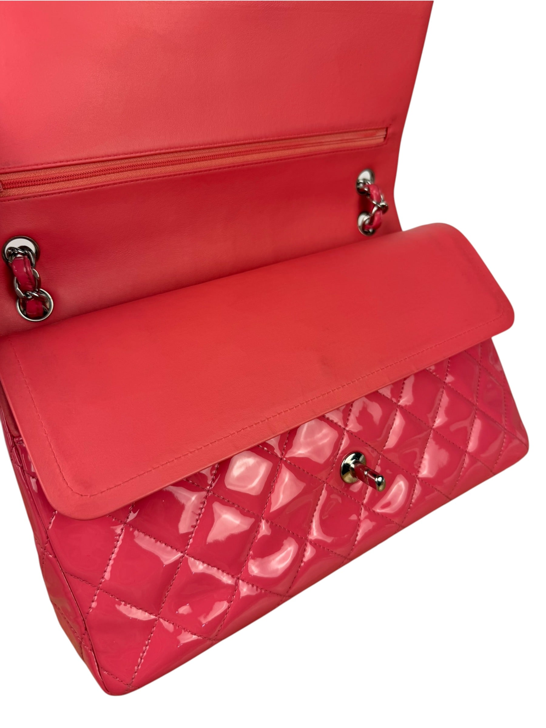 Chanel Pink Patent Leather Double Flap Bag 2012