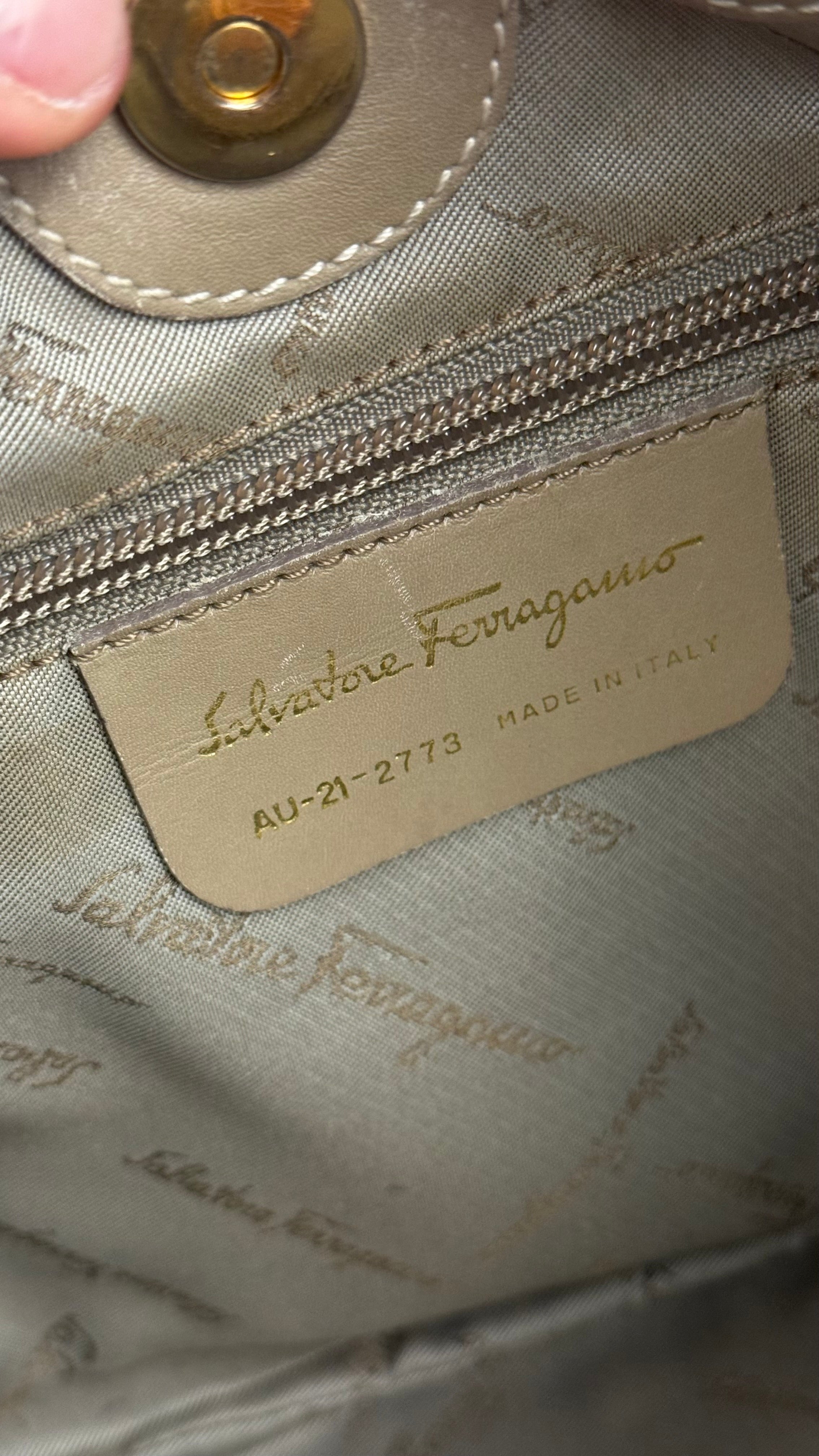 Ferragamo Vintage Beige Suede Hobo Shoulder Bag
