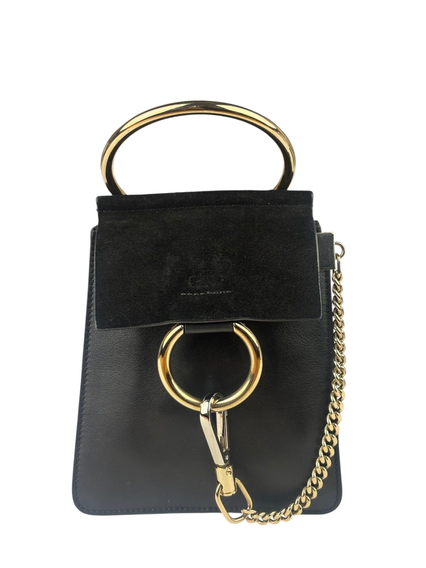 Chloe Black Suede/Leather Faye Bracelet Crossbody Bag