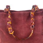 Chanel Bordeaux Suede Tortoise Chain Shoulder Bag '97-'99
