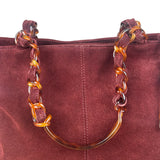 Chanel Bordeaux Suede Tortoise Chain Shoulder Bag '97-'99