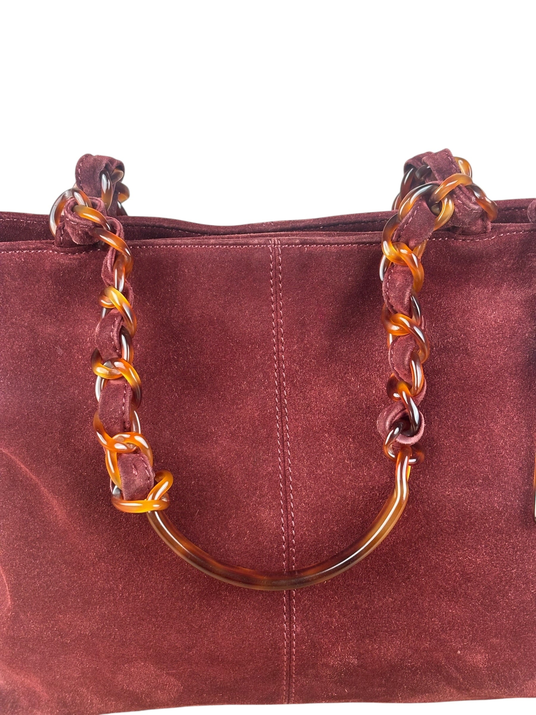 Chanel Bordeaux Suede Tortoise Chain Shoulder Bag '97-'99