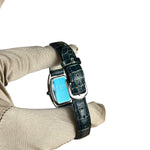 Seiko Quartz Rounded Rectangular Dial Navy Croc Strap