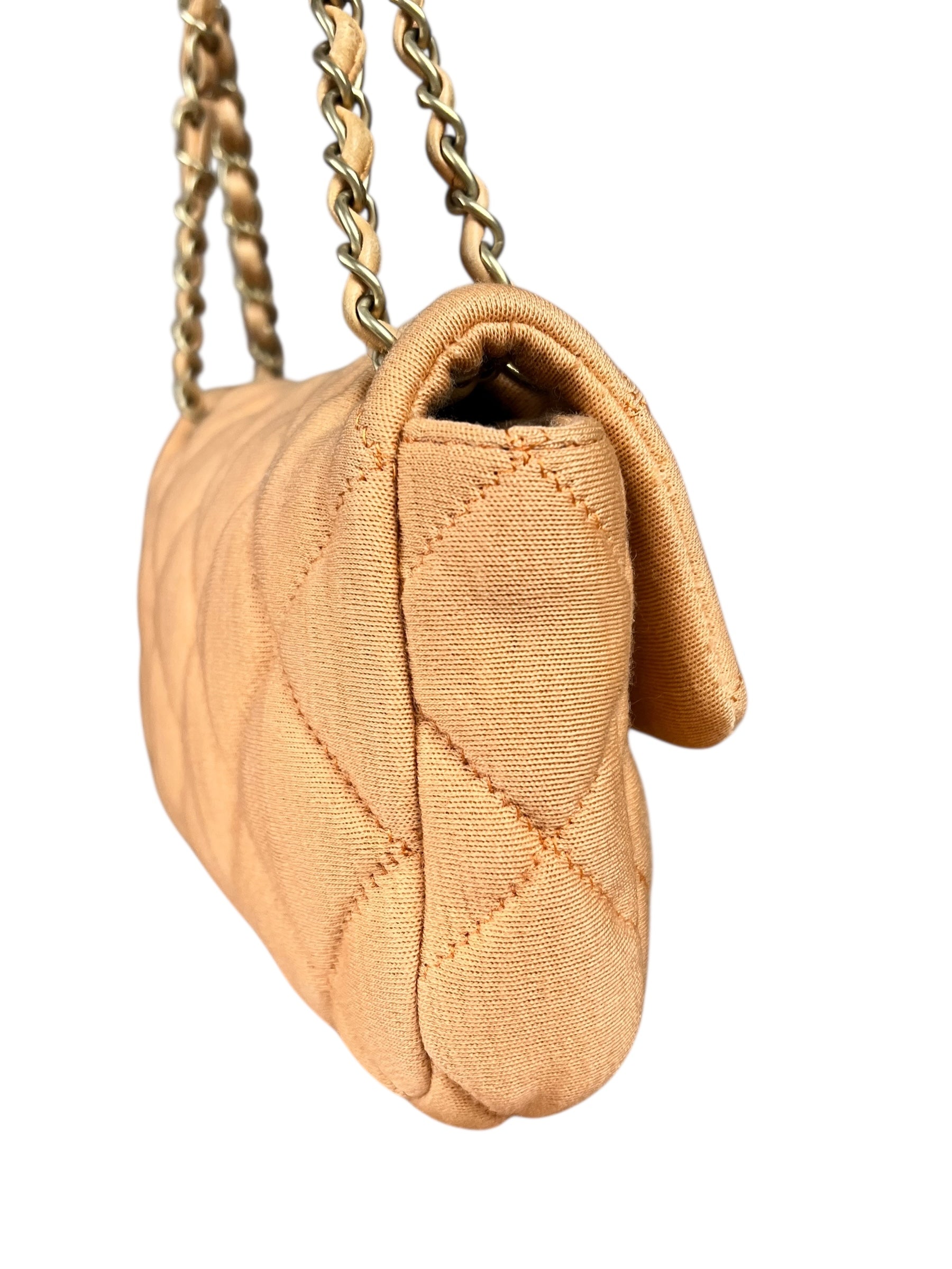 Chanel CC Flap Bag Peach Jersey Quilt