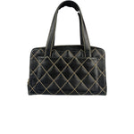 Chanel Black Quilted Leather Wild Stitch Bowler Bag 2003