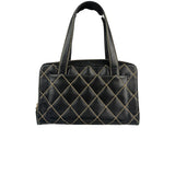 Chanel Black Quilted Leather Wild Stitch Bowler Bag 2003