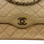 Chanel Beige Quilted Leather Two-Toned Double Flap Bag '94-'96