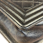 Chanel Metallic Dark Bronze Leather Old Medium Boy Flap Shoulder Bag