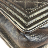 Chanel Metallic Dark Bronze Leather Old Medium Boy Flap Shoulder Bag