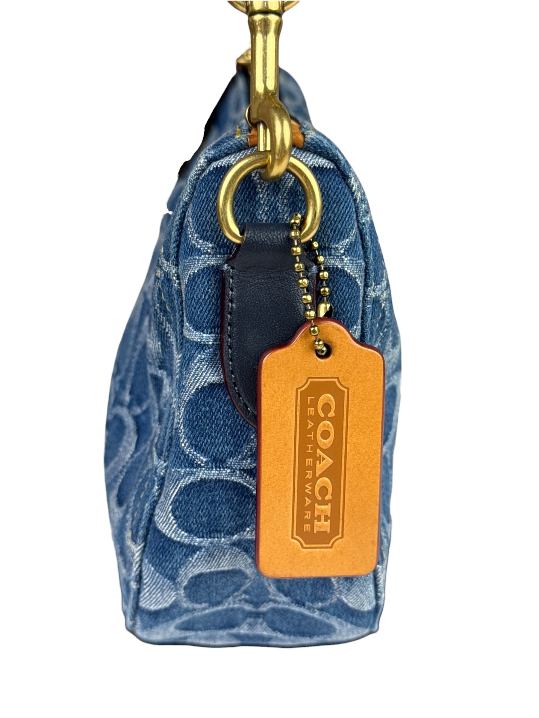 Coach Signature Blue Jacquard Denim Swing Zip Shoulder Bag