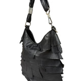 Yves Saint Laurent Black Leather St. Tropez Ruffled Hobo Bag