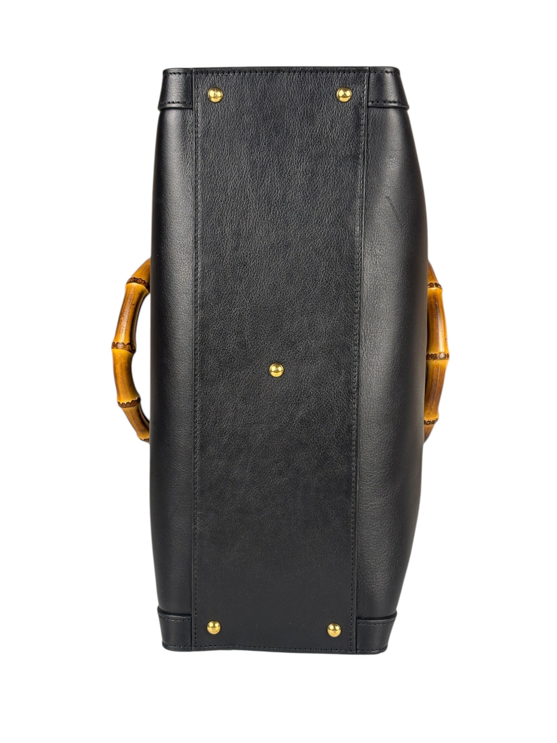 Gucci Black Leather Bamboo Diana 2Way Tote Bag