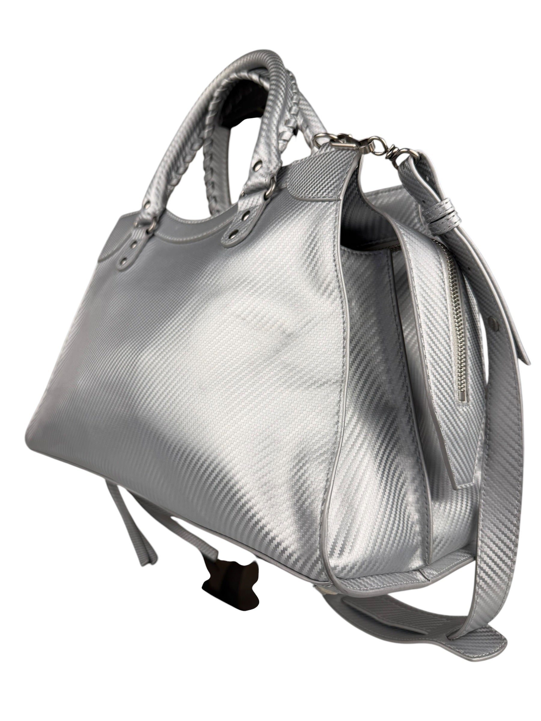 Balenciaga Carbon Fiber Silver Neo Classic City Bag Medium