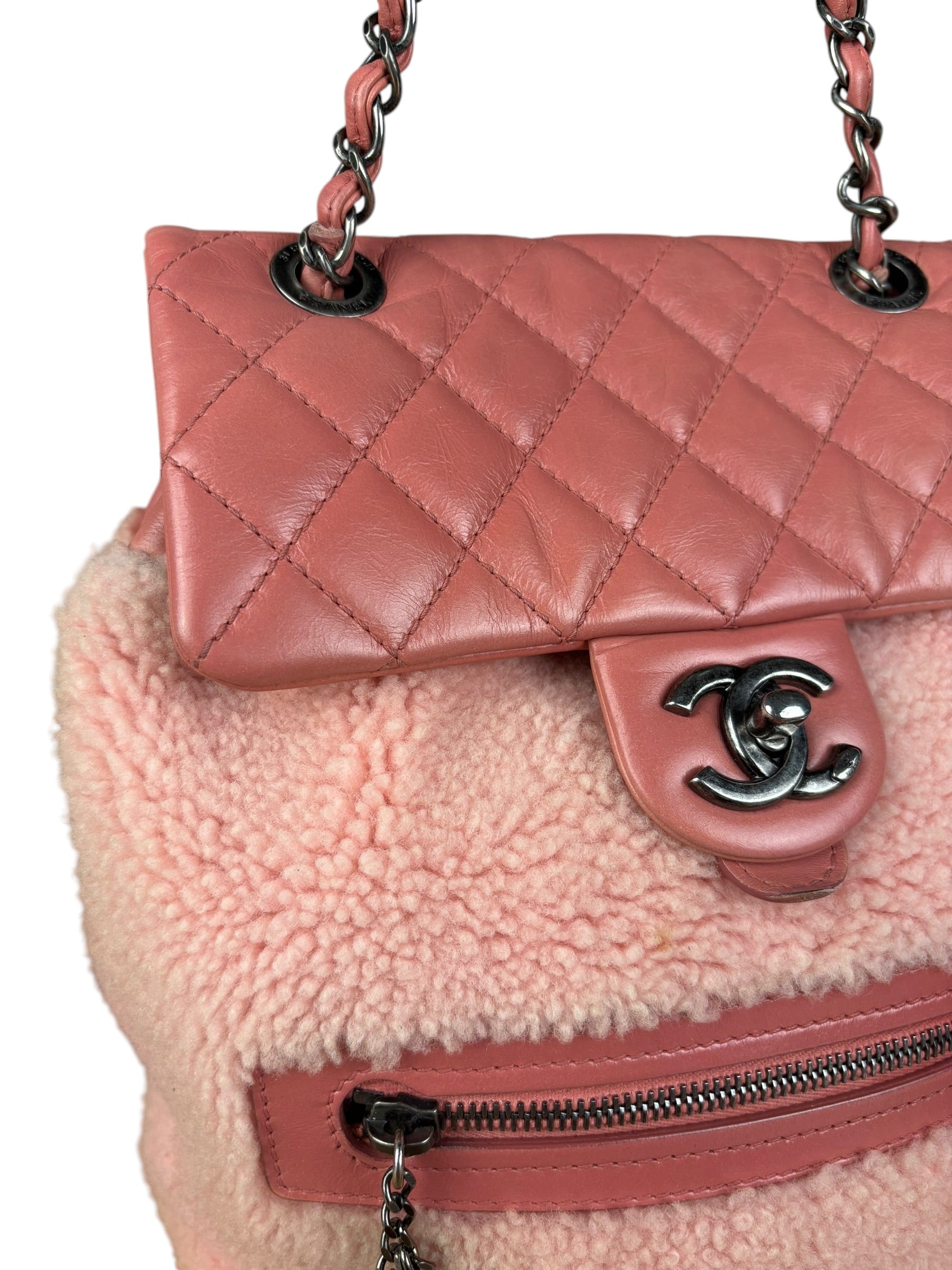 Chanel Paris-Salzburg Pink Shearling Mountain Backpack 2015