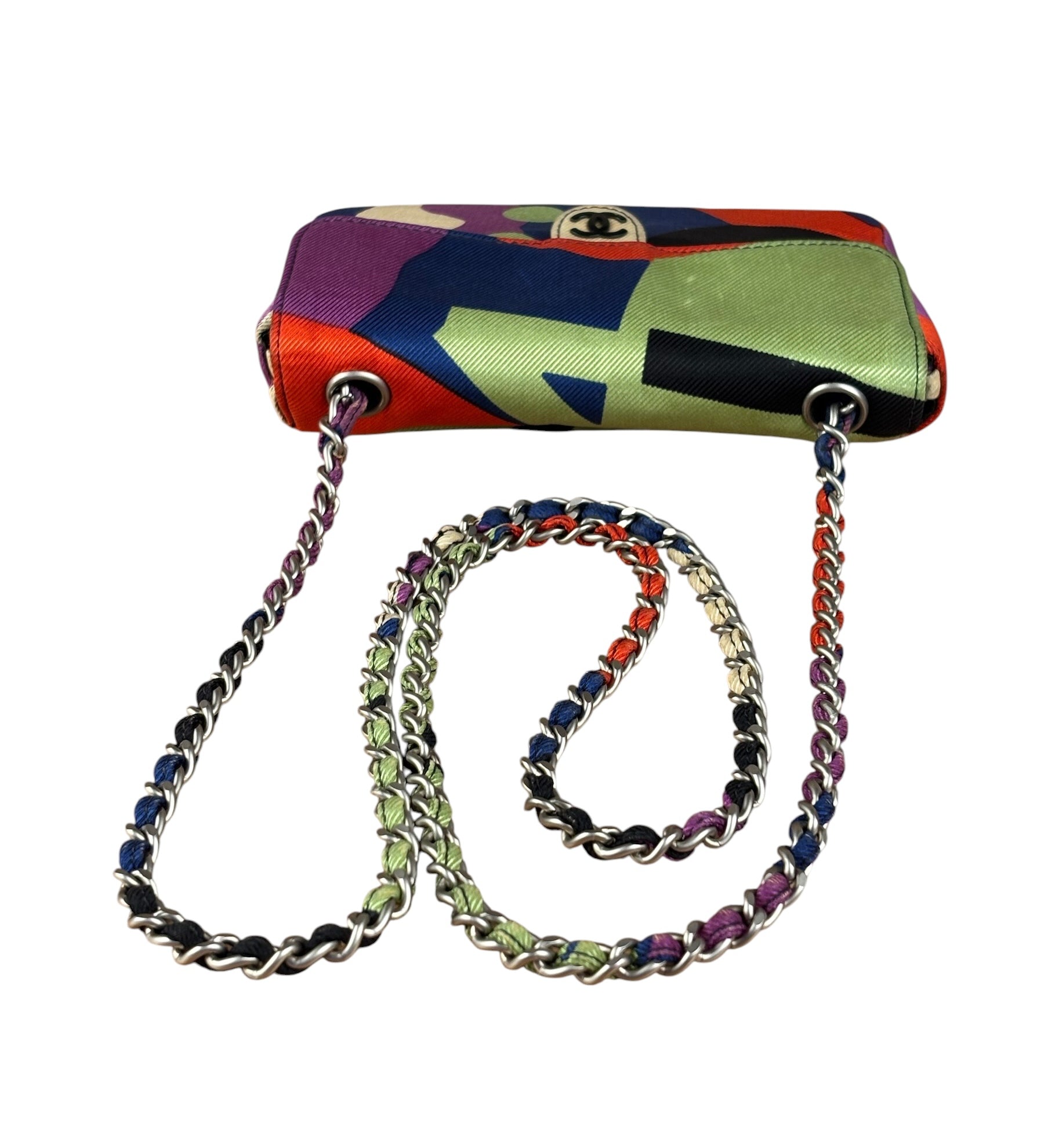Chanel Vintage Multicolor Satin Canvas Mini Flap Bag 2000