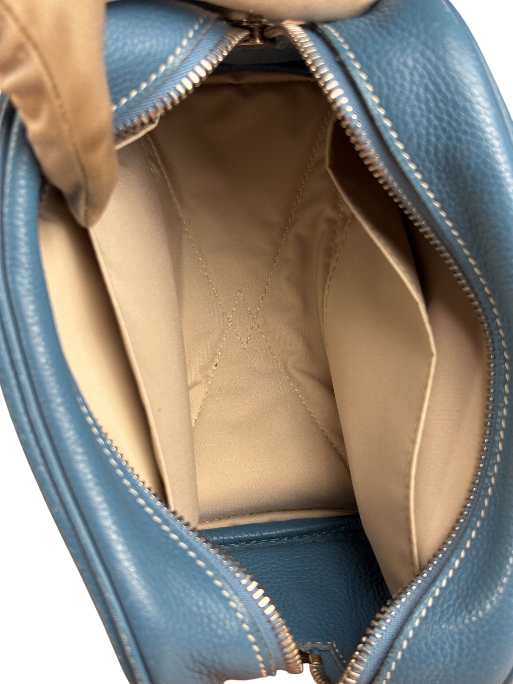 Hermes Blue Leather Cosmetic Pouch