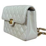 Chanel White Calfskin Square Mini Flap 1994