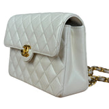 Chanel White Calfskin Square Mini Flap 1994