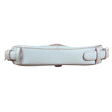 Loewe White Pebbled Leather Pink Trim Mini Boat Pochette
