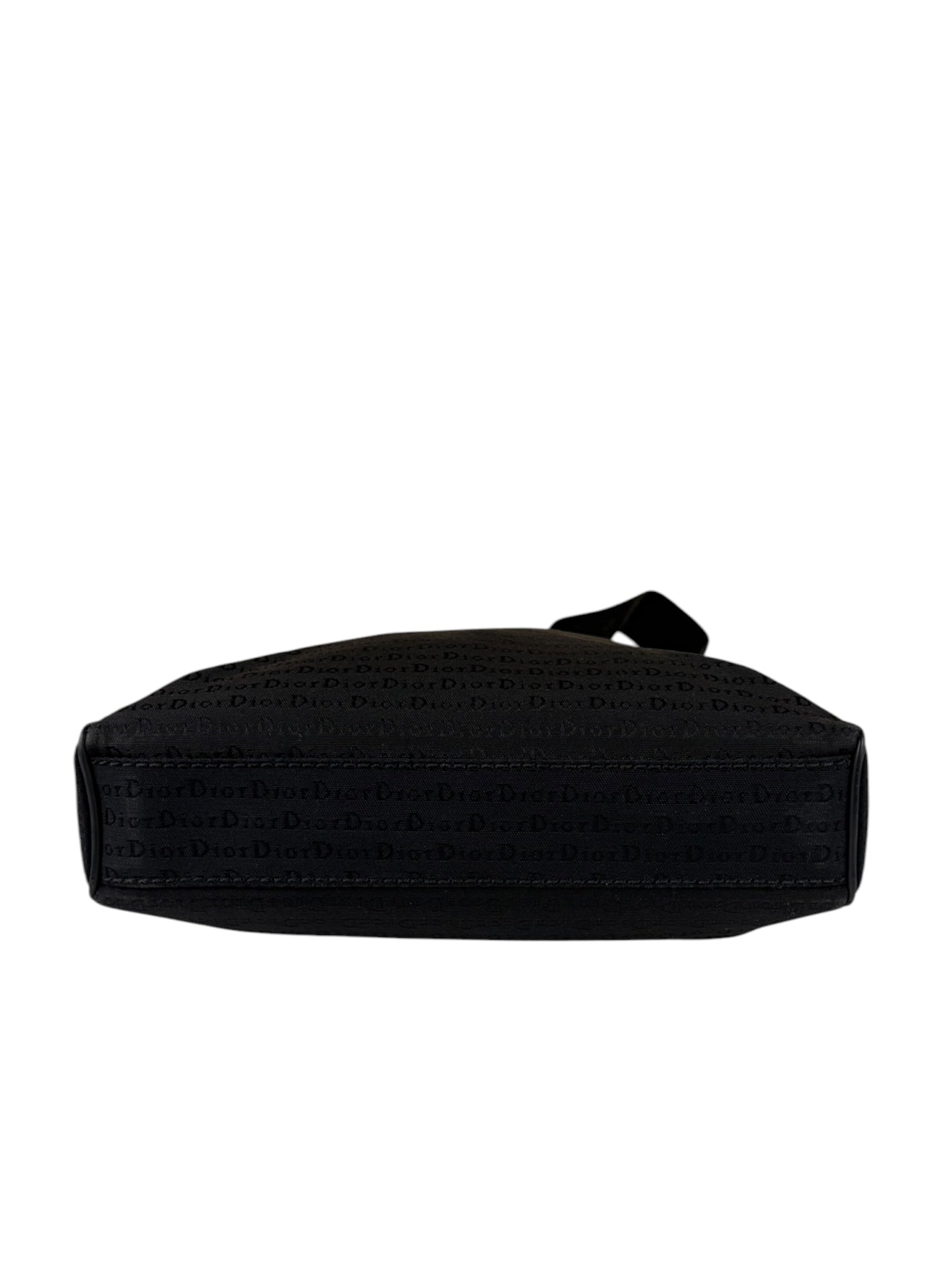 Christian Dior Black Leather Trim Canvas Dior Print Crossbody Bag
