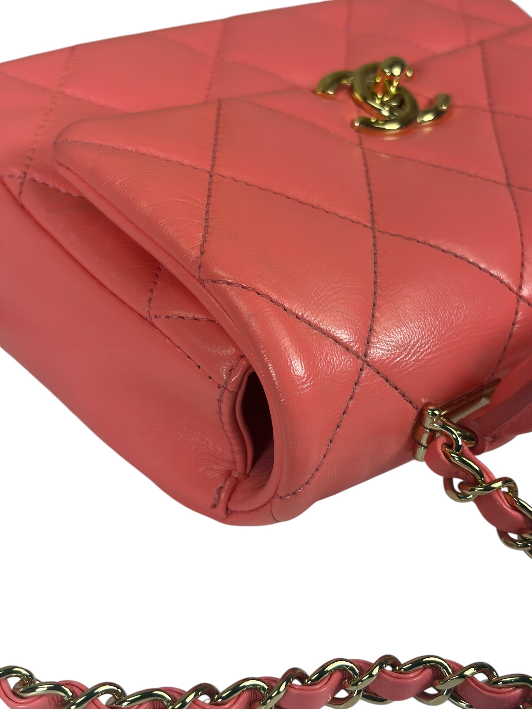 Chanel Pink Quilted Lambskin Two-Way Bag 2021