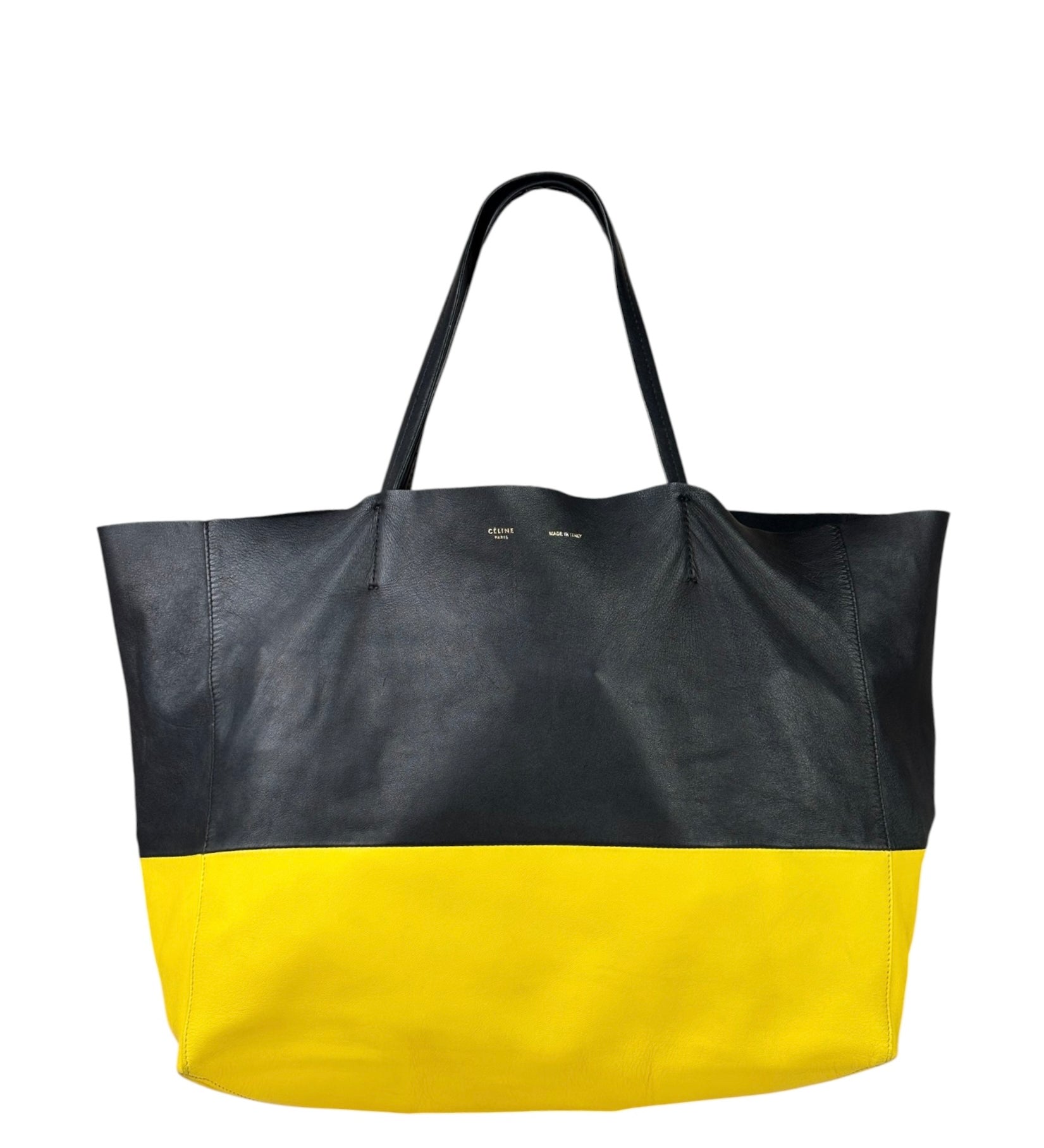 Celine Yellow/Black Leather Horizontal Cabas Tote
