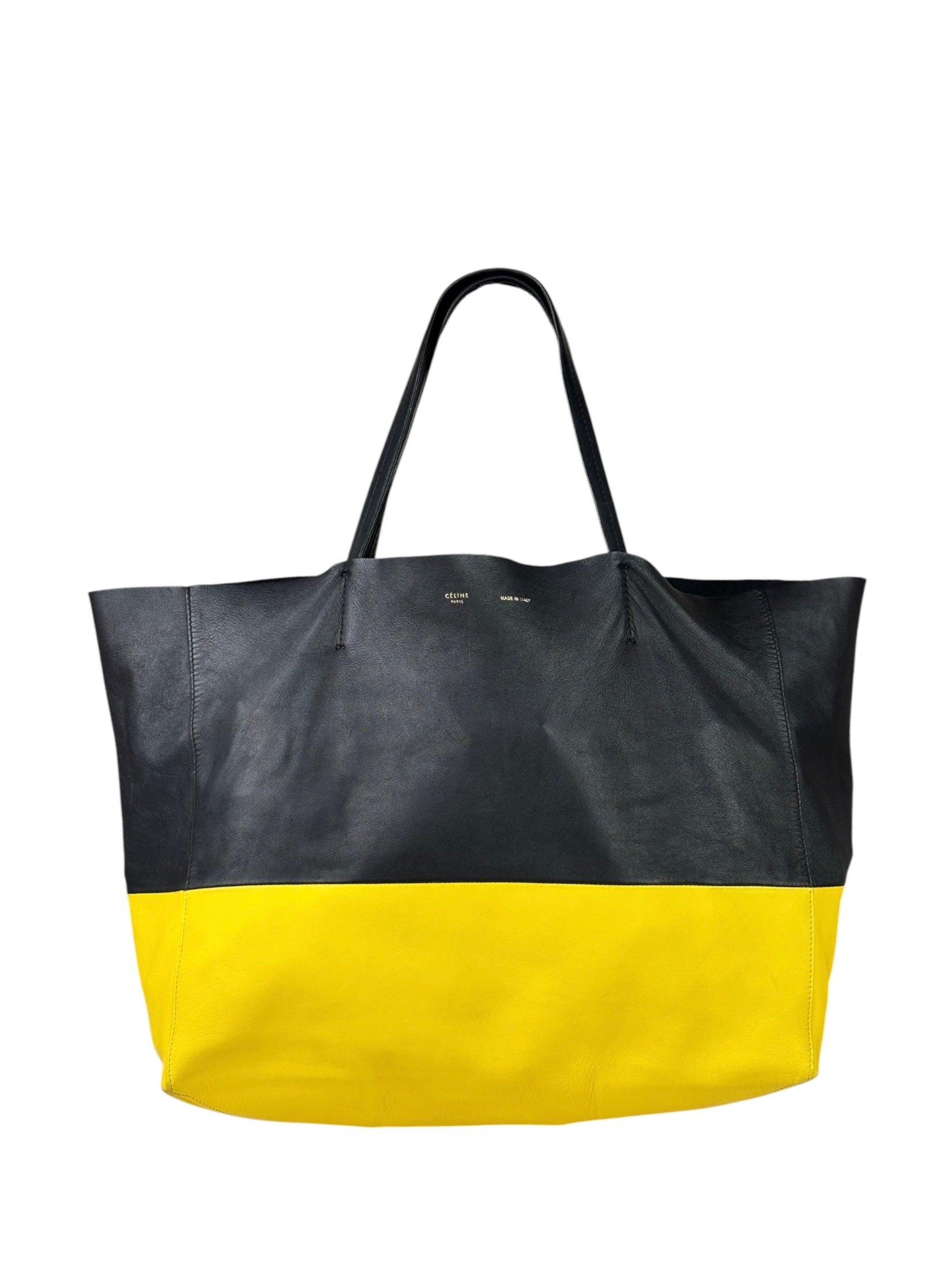 Celine Yellow/Black Leather Horizontal Cabas Tote