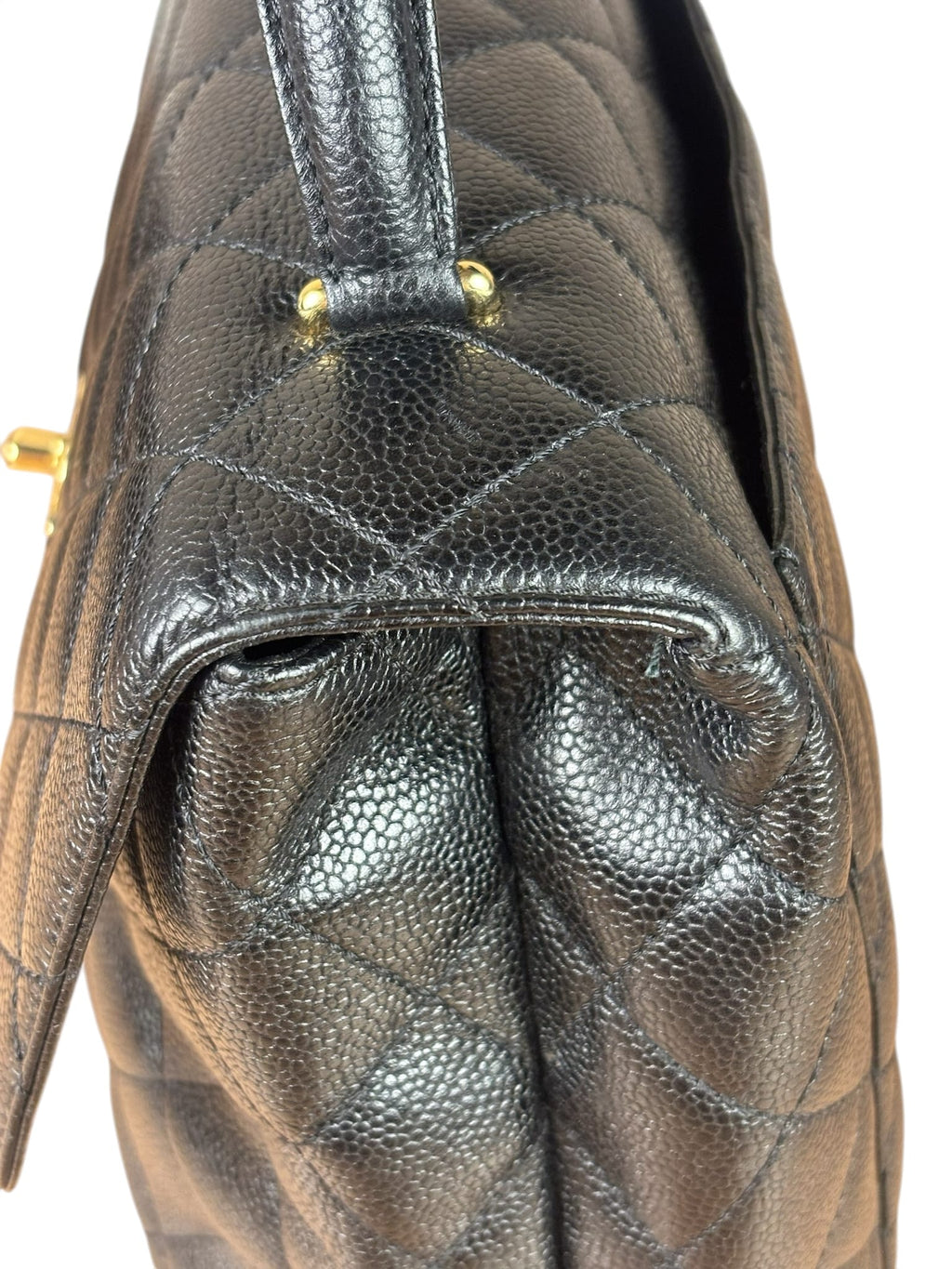 Chanel Black Caviar Quilted Medium Top Handle Bag 2000