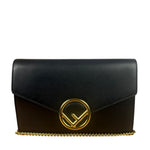 Fendi Black Leather Envelope Wallet On Chain