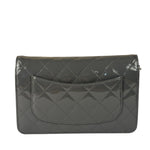 Chanel Grey Quilted Patent Leather Wallet-On-Chain 2012