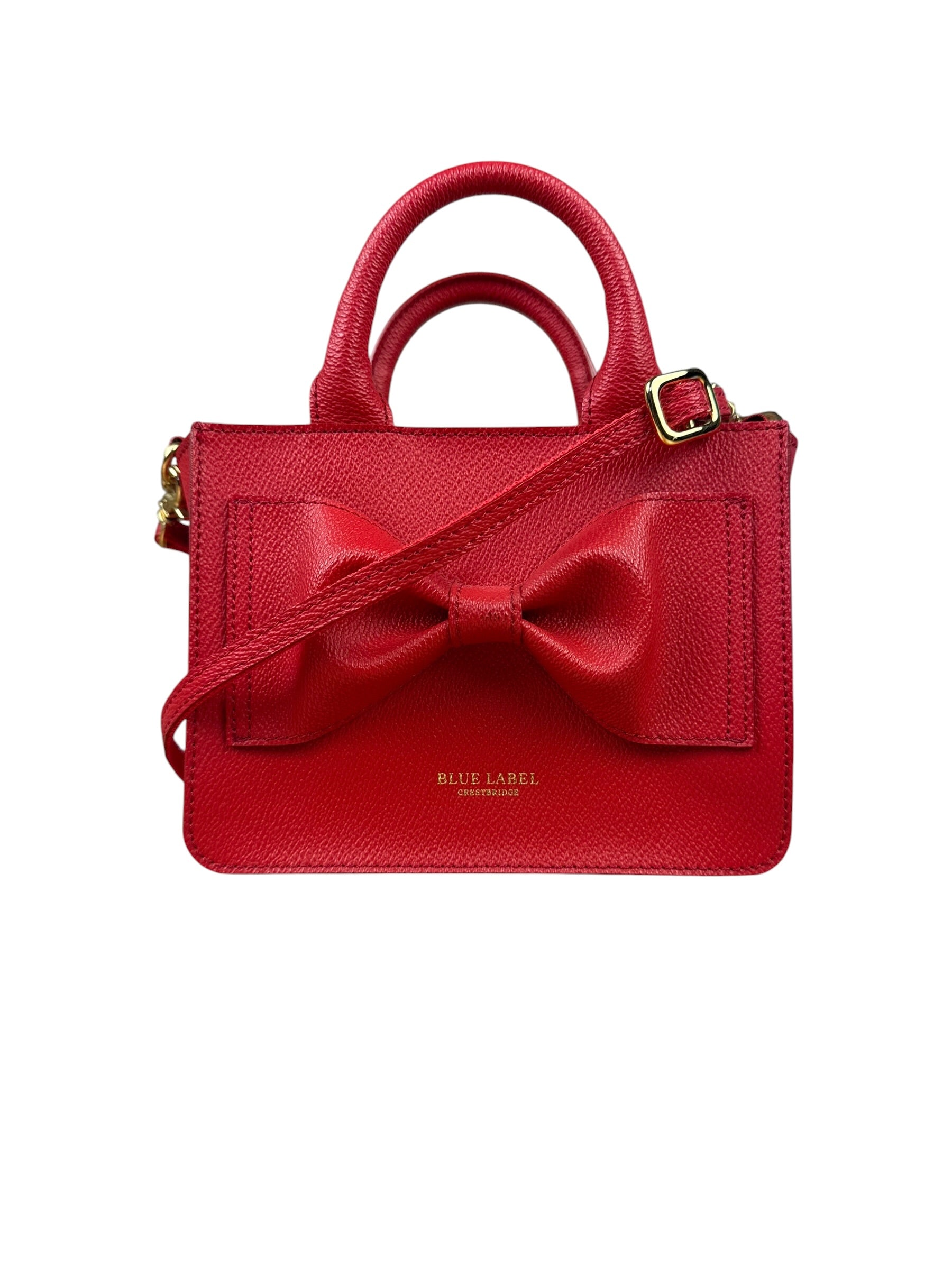 Blue Label Crestbridge Red Pebbled Leather Two-Way Bag